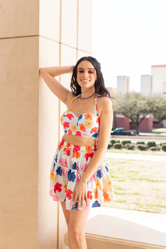 Brisa de Amapolas Ruffled Mini Skirt