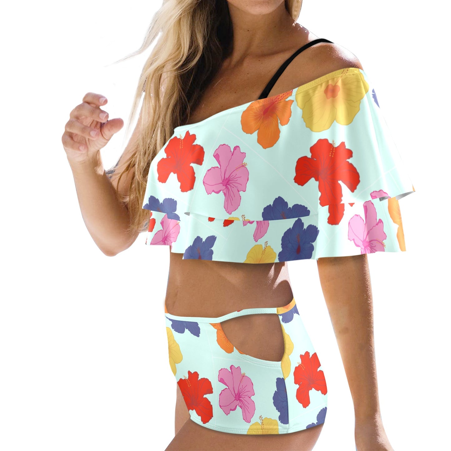 Amapolas en el Agua Ruffle Off Shoulder Swimsuit