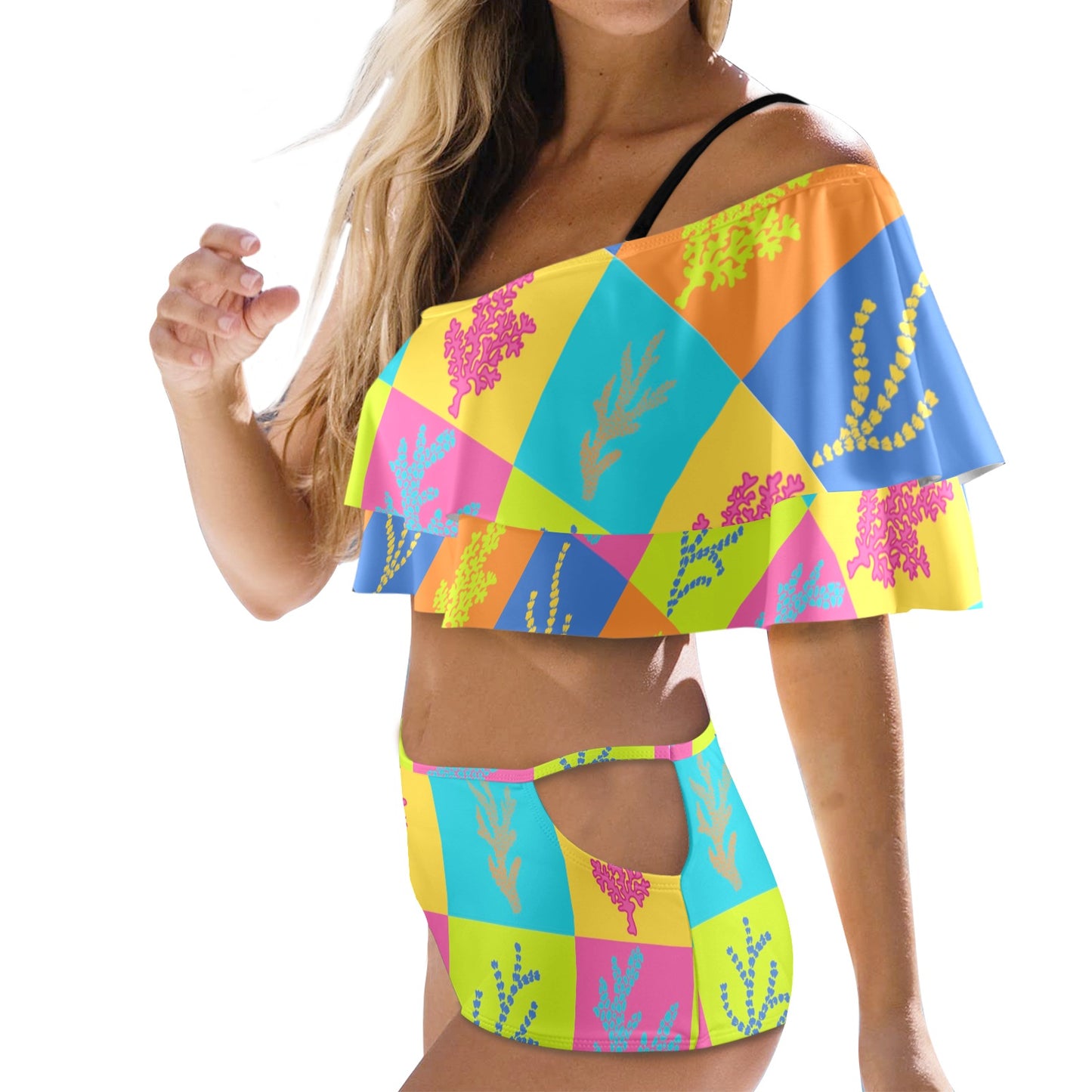 Olas y Volantes Ruffled Two Piece Swimsuit
