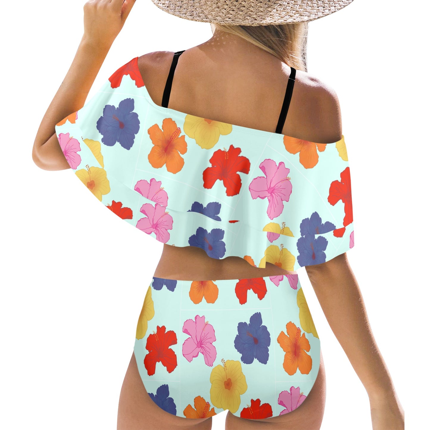 Amapolas en el Agua Ruffle Off Shoulder Swimsuit