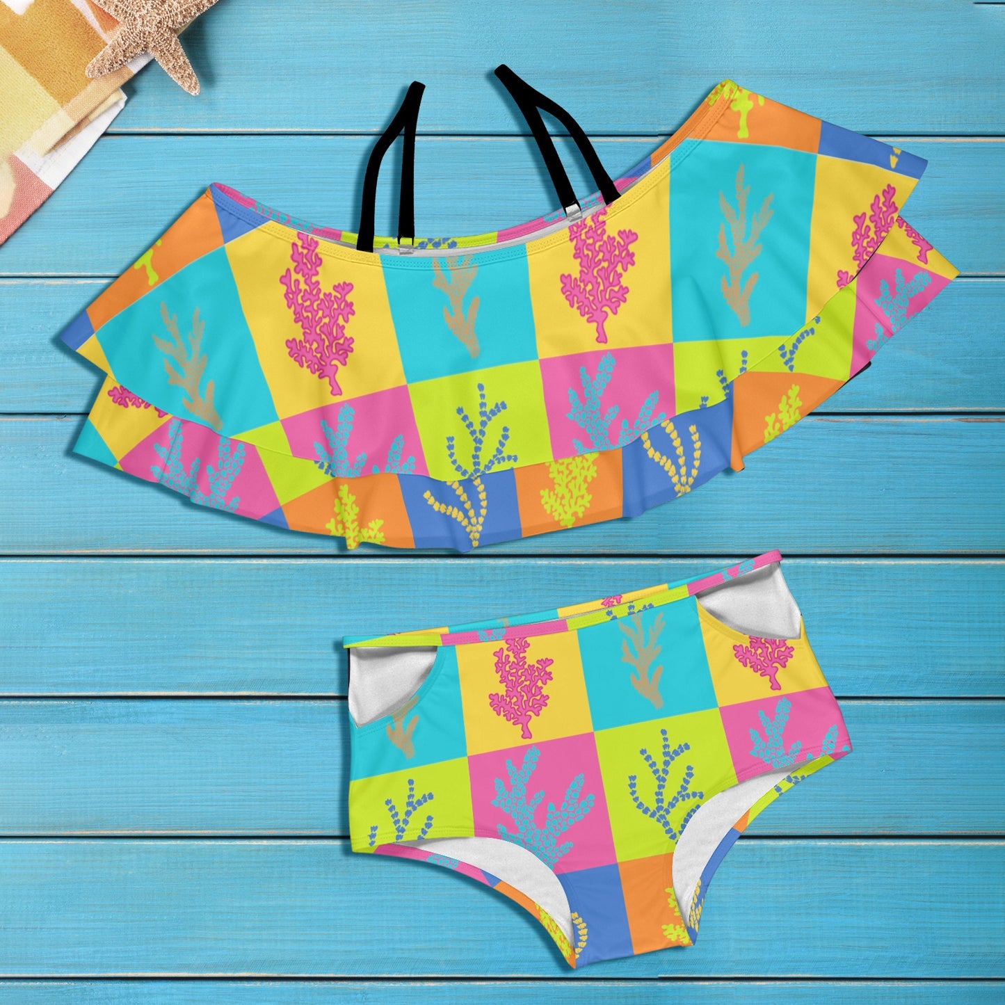 Olas y Volantes Ruffled Two Piece Swimsuit