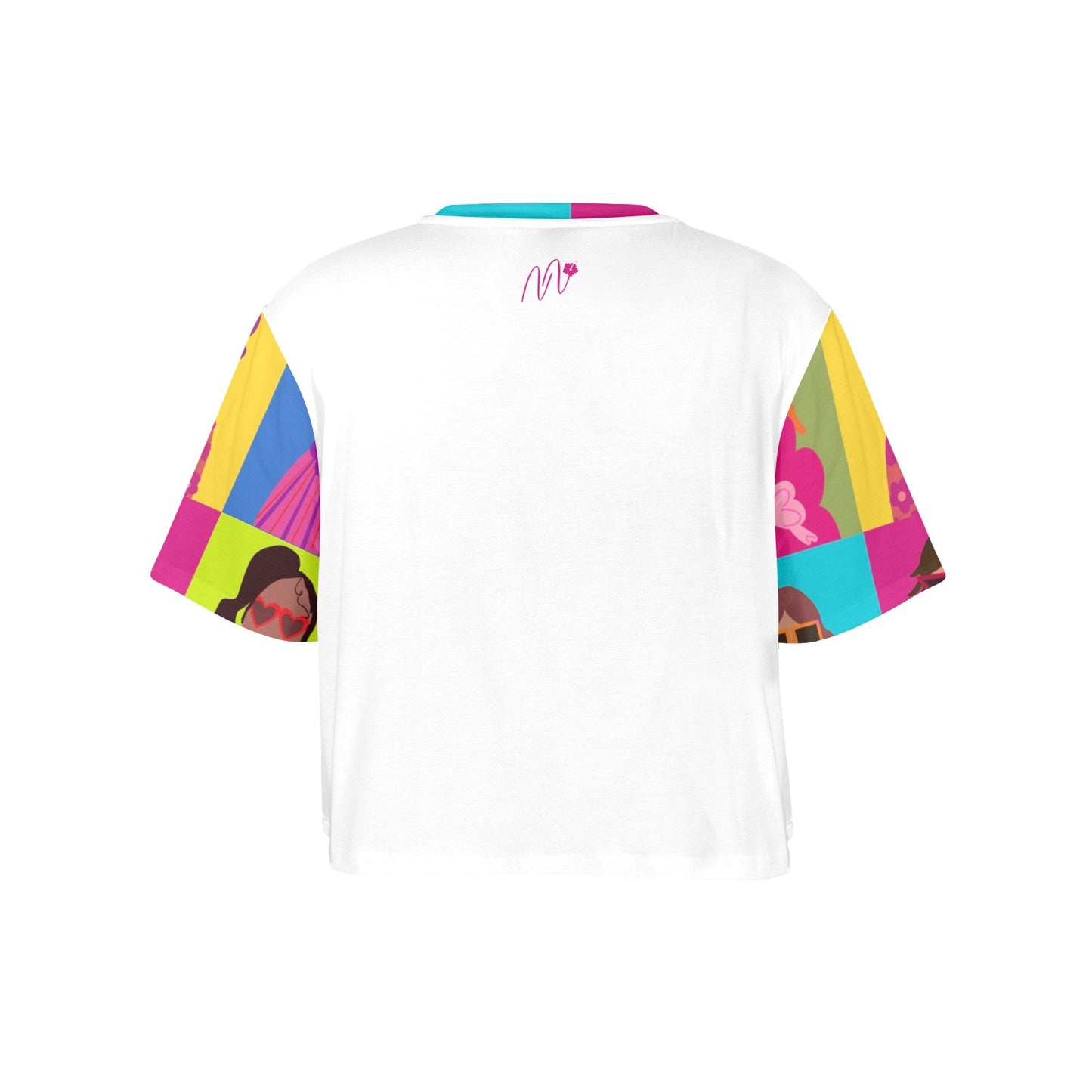 Doll Diva Cropped T-shirt with colorful sleeves