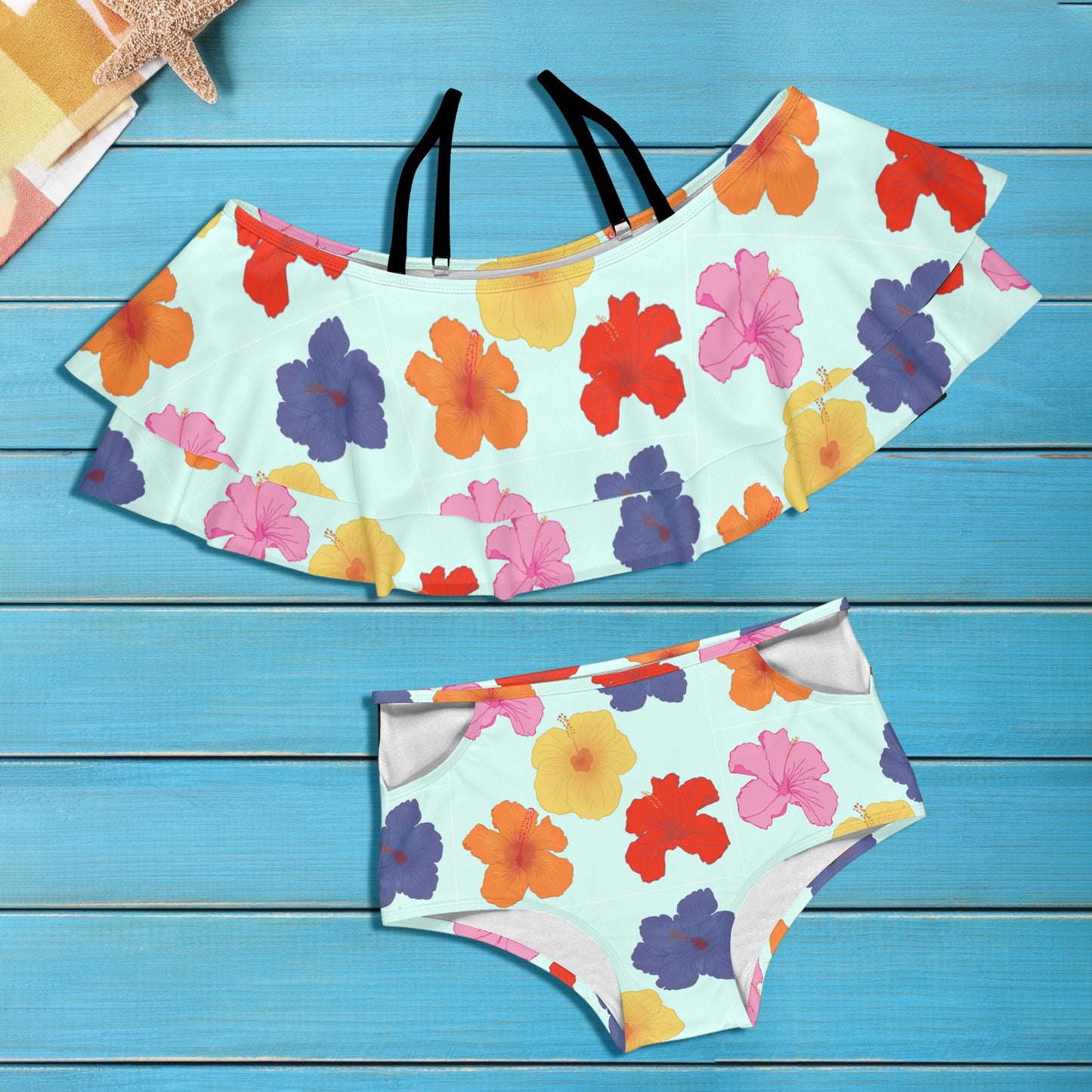 Amapolas en el Agua Ruffle Off Shoulder Swimsuit