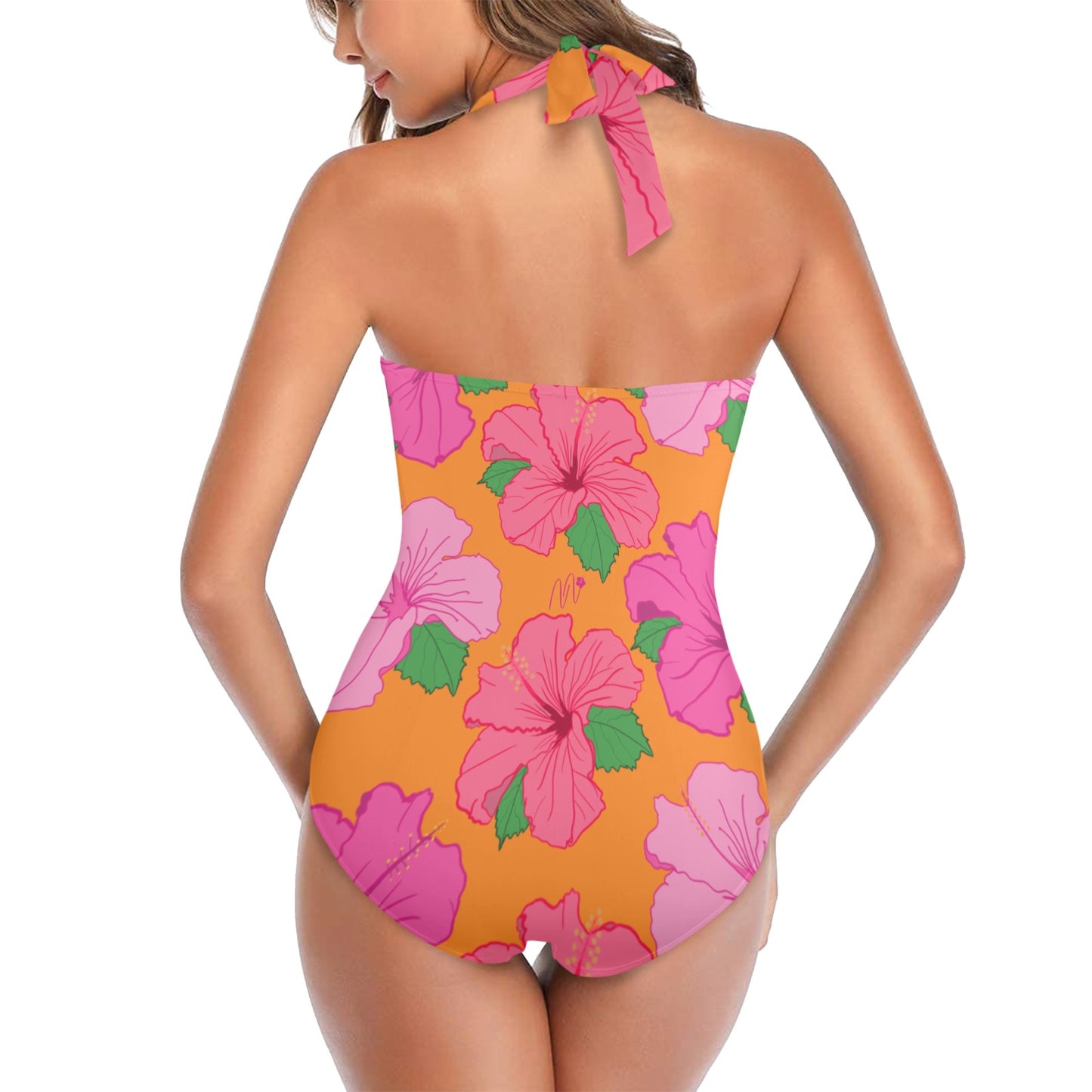 "Soy Una Flor Tropical" One Piece Swimsuit Women's Halter Neck Swimsuit