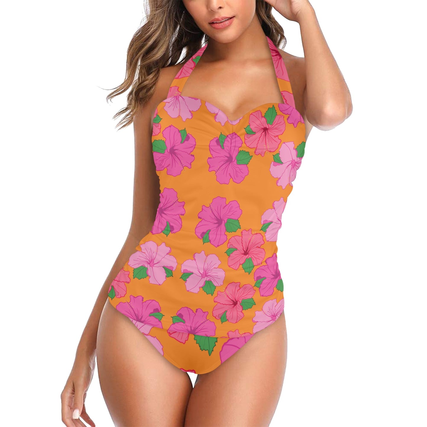 "Soy Una Flor Tropical" One Piece Swimsuit Women's Halter Neck Swimsuit