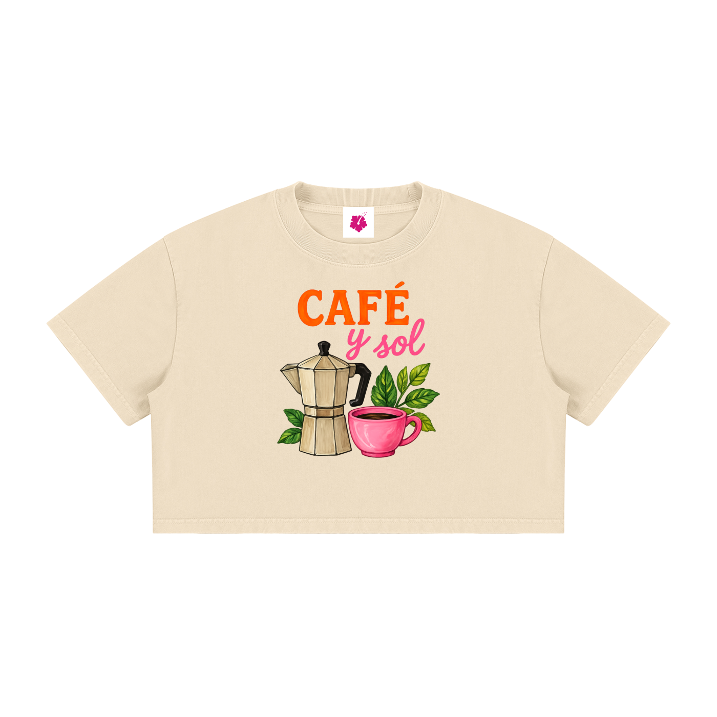 Café y Sol Fitted Tee | Apricot Beige