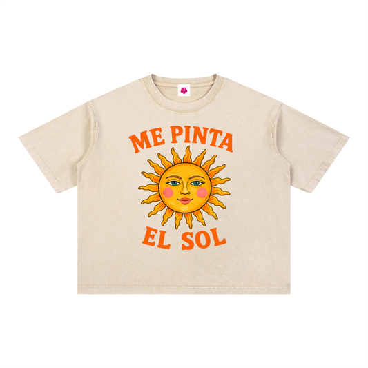 Me Pinta El Sol Oversized Boxy Tee | Apricot Beige