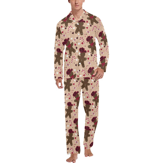 Gingerbread Cowboy  Men's V-Neck Long Pajama Set