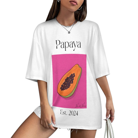 Papaya Oversized Mid-Sleeve T-Shirt