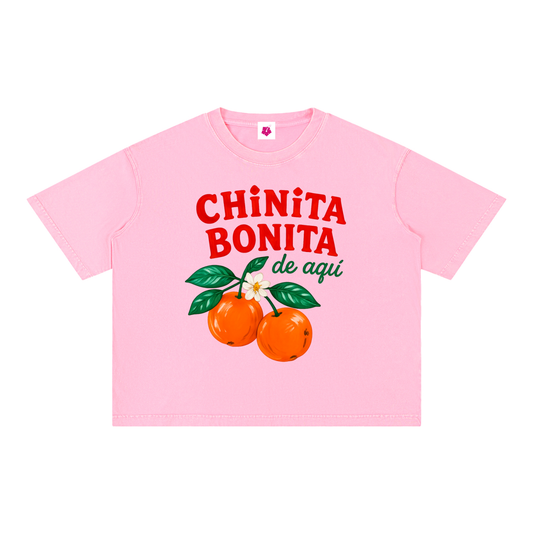 Chinita Bonita de Aquí Oversized Boxy Tee | Bubblegum Pink
