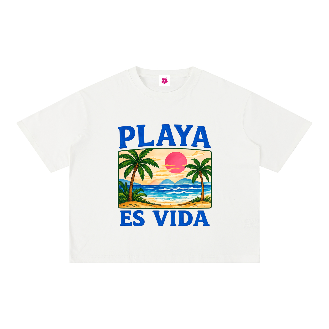 Playa Es Vida Oversized Boxy Tee | White