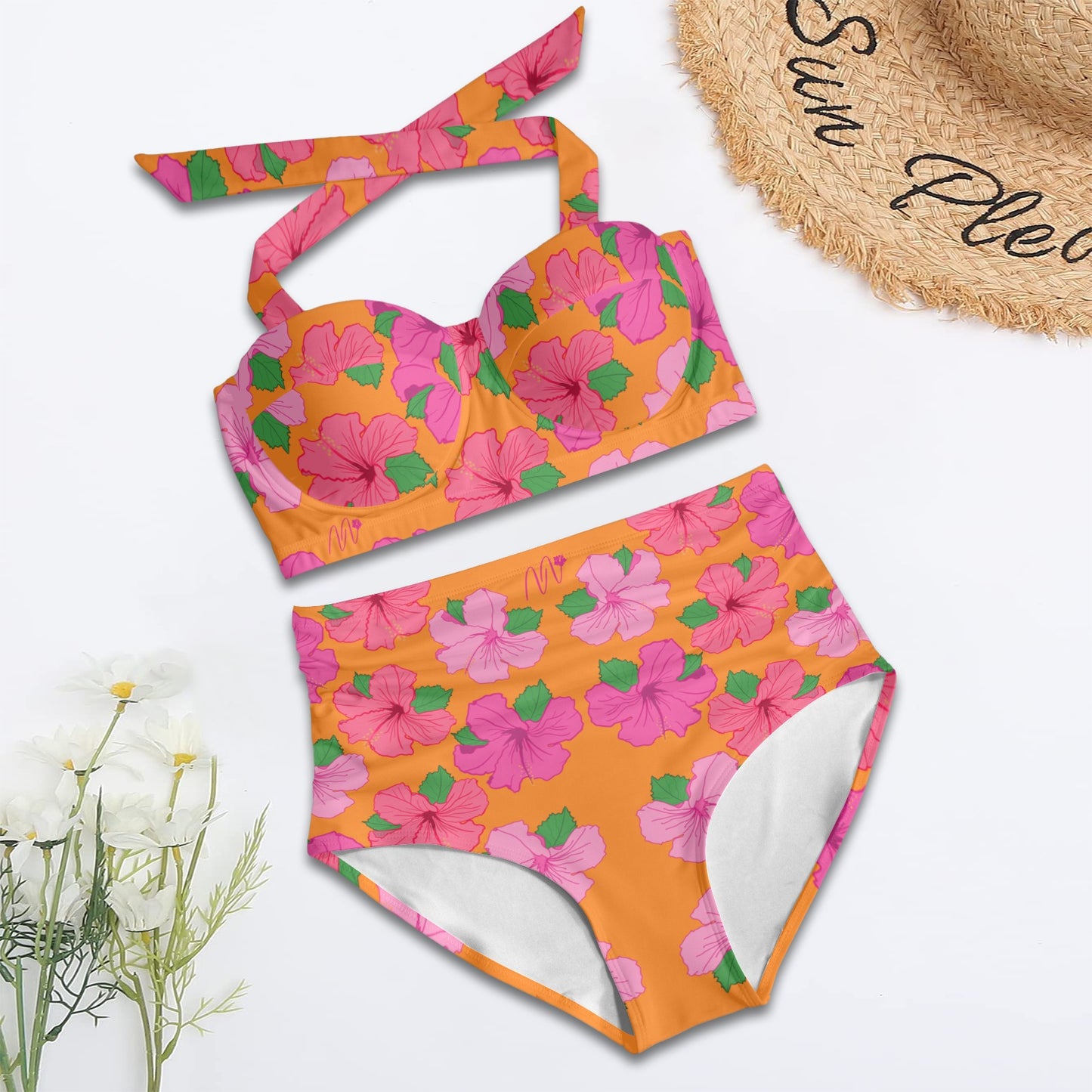 "Soy Una Flor Tropical" Women's Halter Neck  Bikini