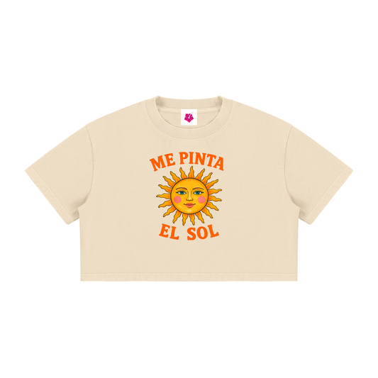 Me Pinta El Sol Fitted Cotton Tee | Apricot Beige