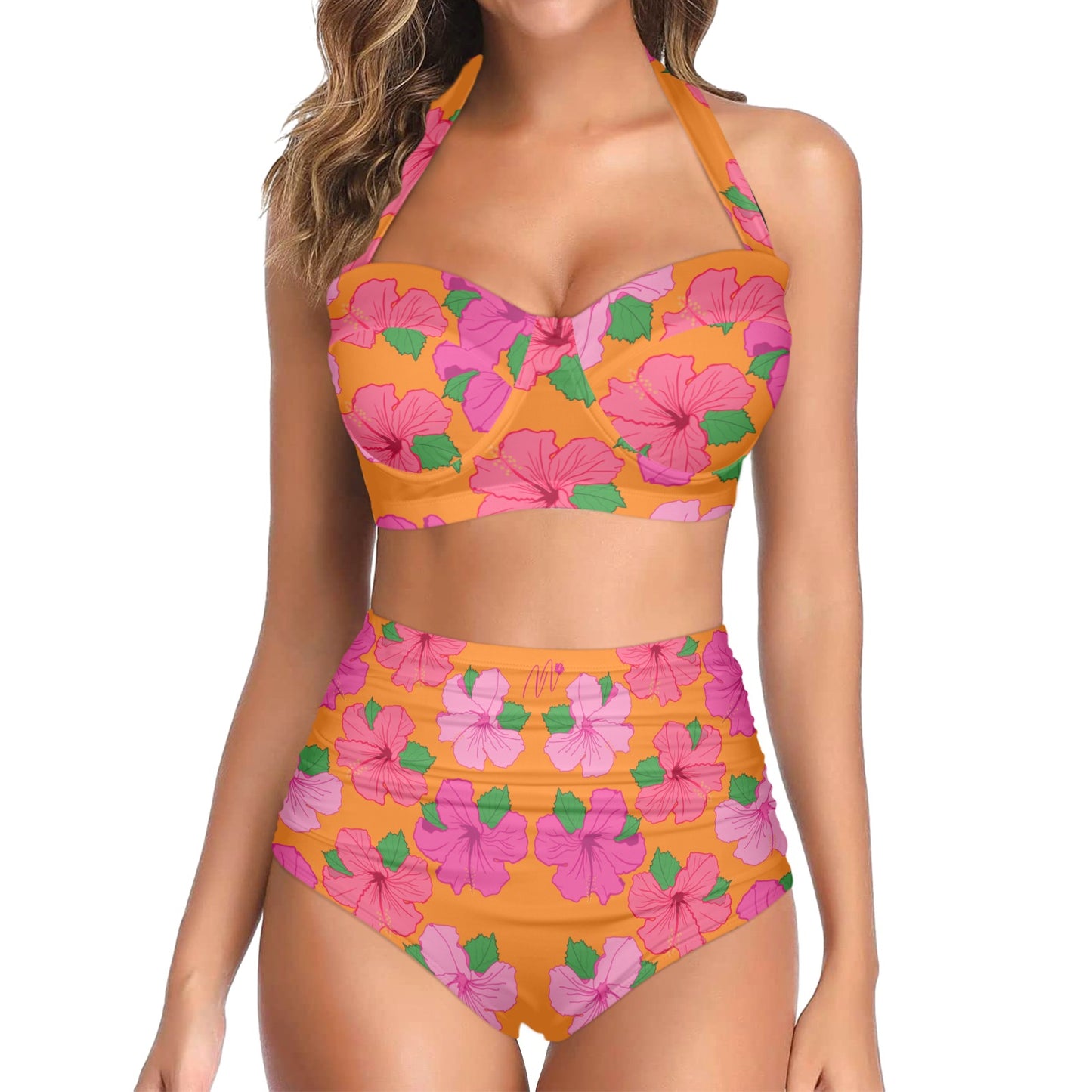 "Soy Una Flor Tropical" Women's Halter Neck  Bikini