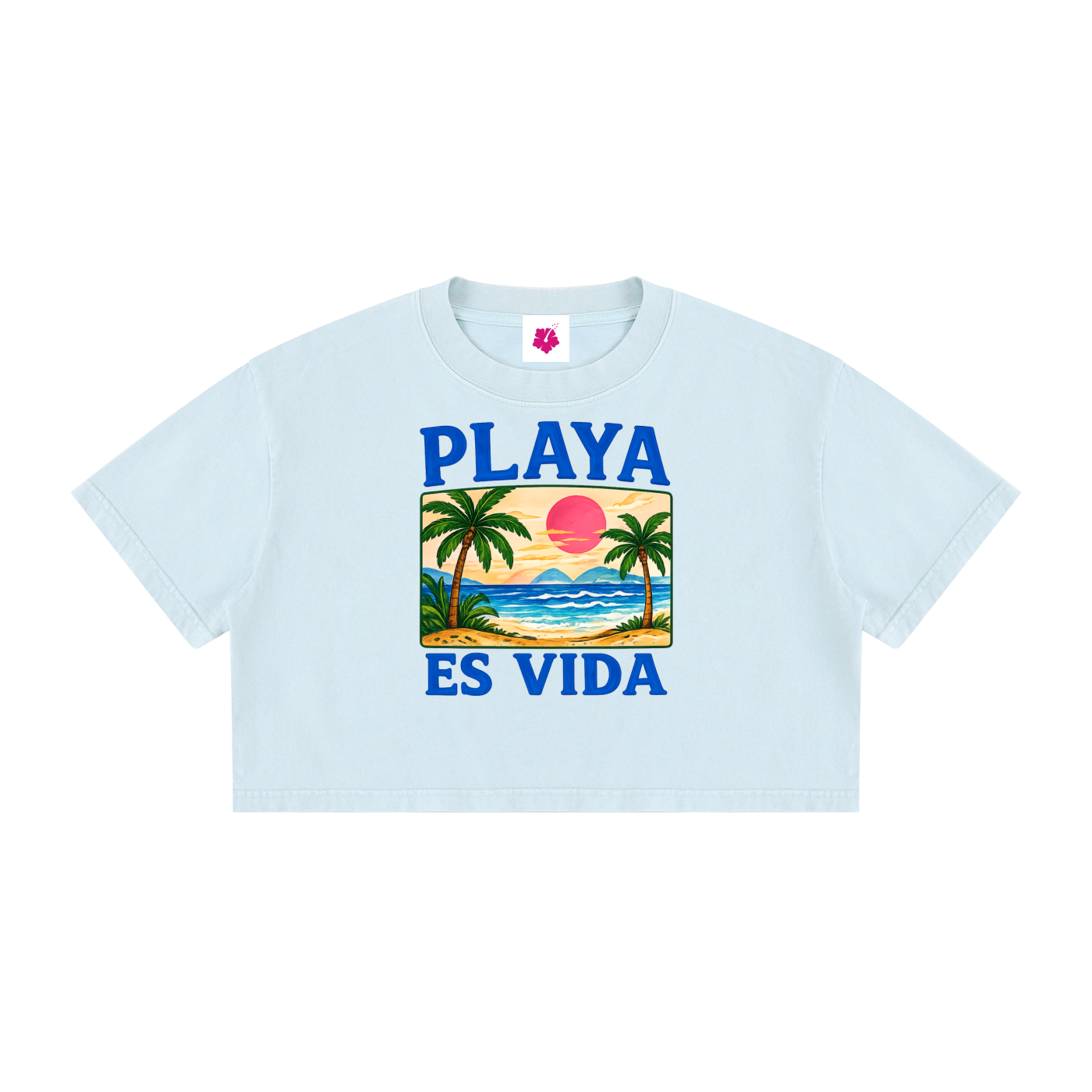 Playa Es Vida Fitted Cotton Tee | Baby Blue